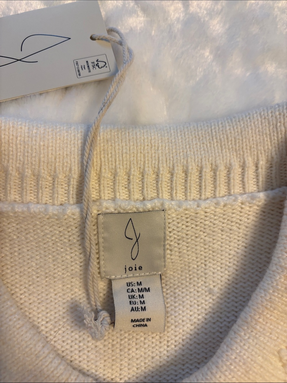 Joie Ivory Floral Embroidered Collared Sweater NWT M - Picture 5 of 9